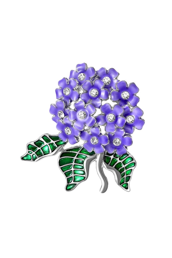 Delicate Enameled Flower Brooch Hydrangea Designs Women's Fashion Pin Alloy Accessory