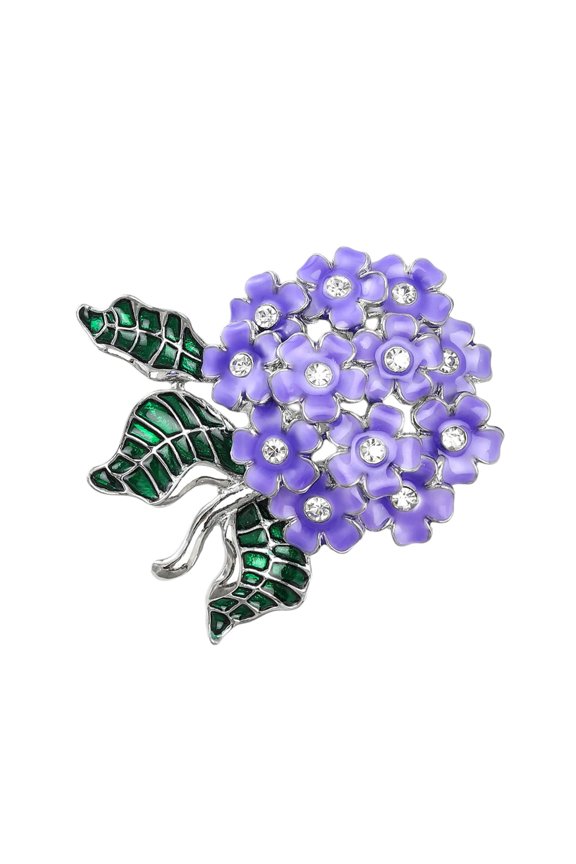 Delicate Enameled Flower Brooch Hydrangea Designs Women's Fashion Pin Alloy Accessory