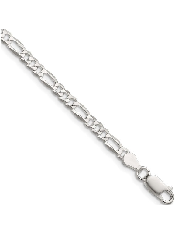 Sterling Silver 4.0mm Lightweight Flat Figaro Chain