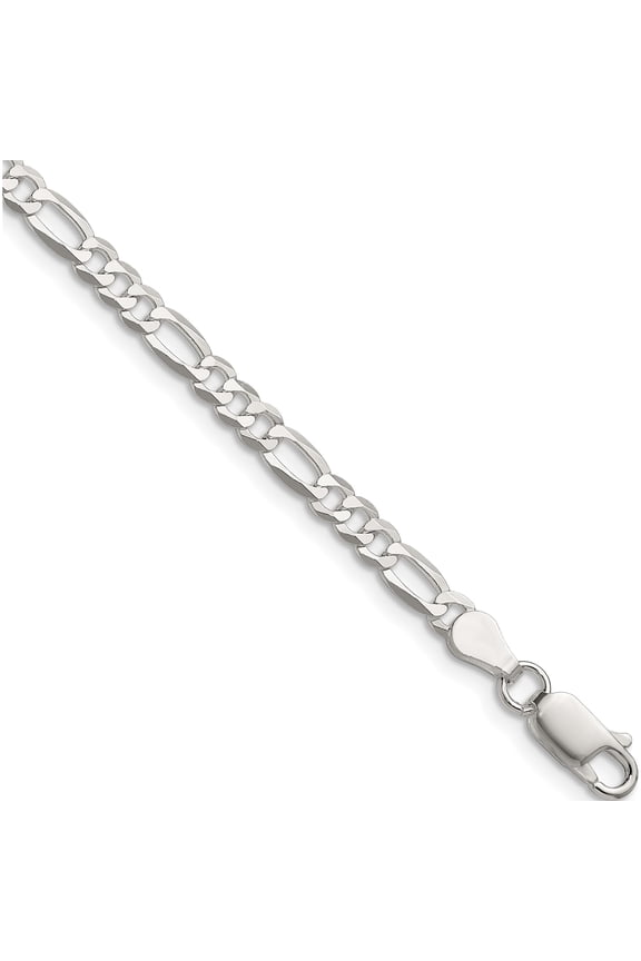 Delicate Ethereal Radiant Sterling Silver 4.0mm Lightweight Flat Figaro Chain Refined Luxe Flawless