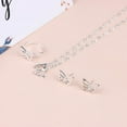 thumbnail image 1 of Delicate Faux Pearl Butterfly Flower Earring Ring Necklace Wedding Set For Women Fashion Silver Plated Bridal Jewelry Party Gift, 1 of 9