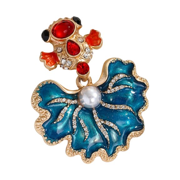 Delicate Fish Brooch Symbolizing Good Fortunes Sturdy Metal Base Stones Ideal Daily Wear Or Present