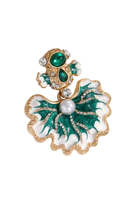 Delicate Fish Brooch Symbolizing Good Fortunes Sturdy Metal Base Stones Ideal Daily Wear Or Present