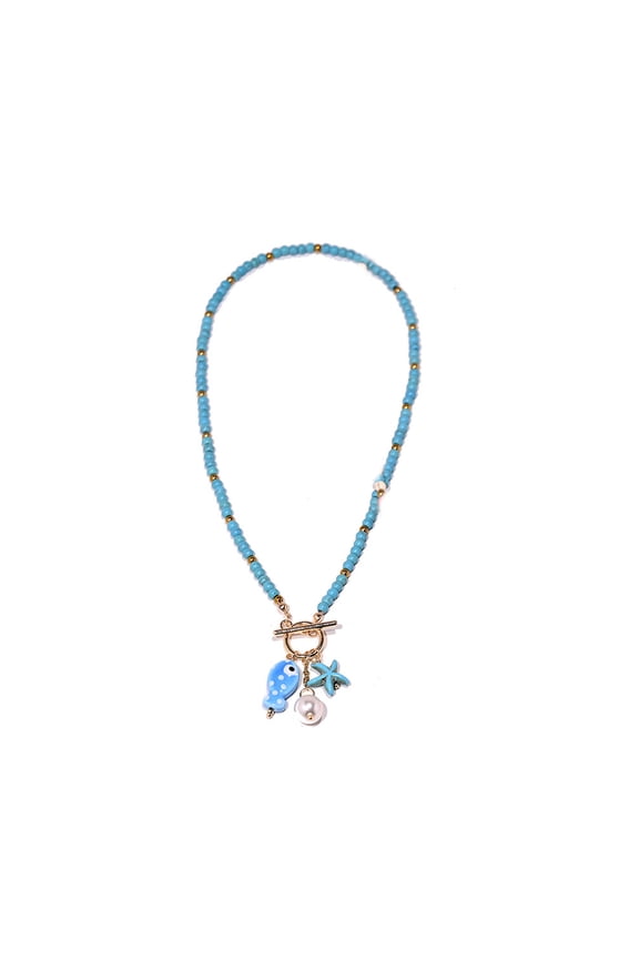 Delicate Fish Shaped Ceramic Pendant Necklace With Interchangeable Beads For Versatile Styling Options