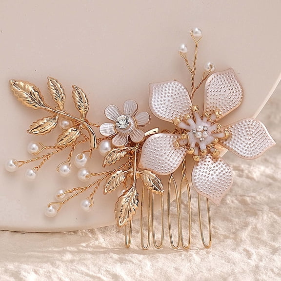 MIALLO Delicate Floral Hair Accessory for Women & Girls - Rose Gold Crystal Side Comb for Prom & Sweet 16