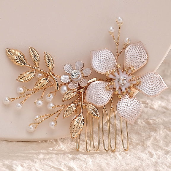 Miallo Delicate Floral Hair Accessory for Women & Girls - Rose Gold Crystal Side Comb for Prom & Sweet 16