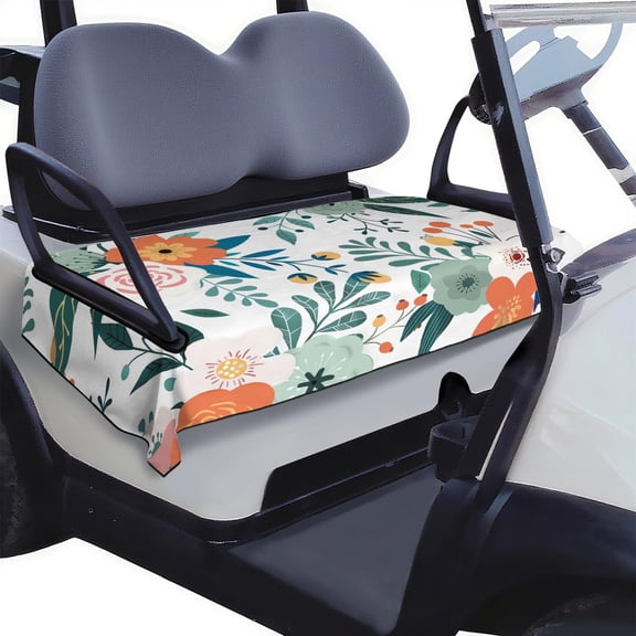 Delicate Floral Pattern Golf Cart Front Seat Cover 51" x 31" Fit Towel Blanket Protector Soft Fabric