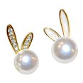 thumbnail image 1 of Delicate Floral Rabbits Ears Studs With Imitation Pearls Trendy Easter Jewelry For Women Fashionable Holiday, 1 of 8