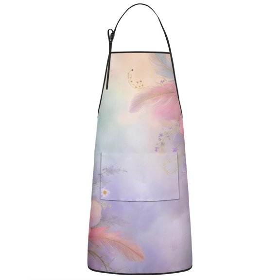 Delicate Floral Watercolor Pattern Apron-Garden Aprons for Women with Pockets-Cotton Linen Waterproof Kitchen Cooking Gardening Aprons Adjustable for Kitchen,Cooking,BBQ and Salon 33x27 Inch