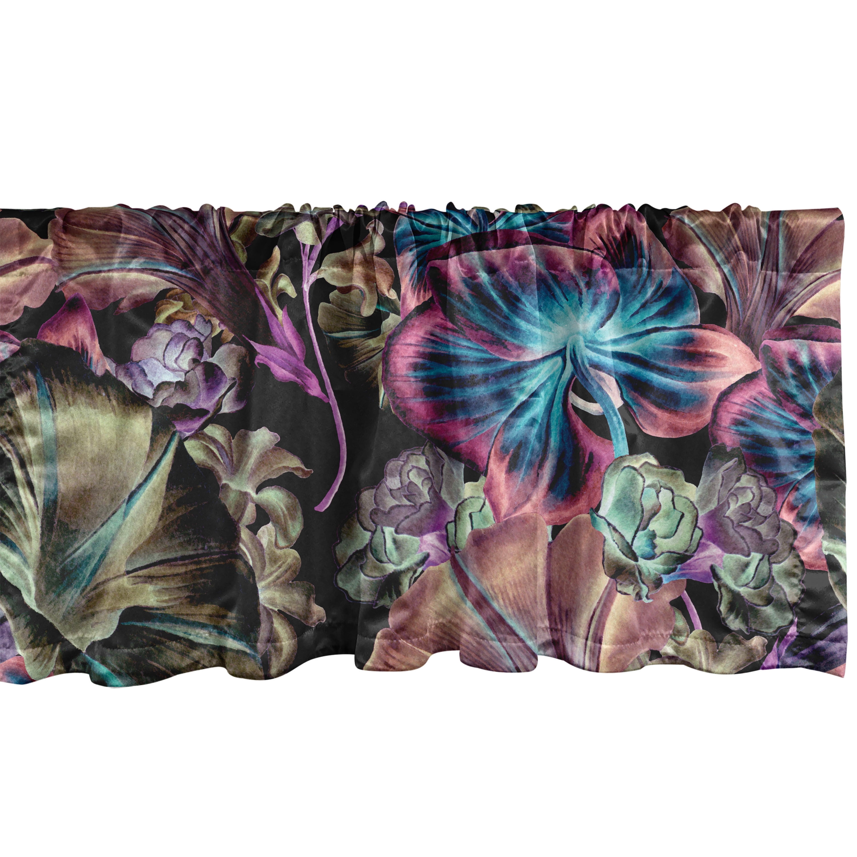 Delicate Floral Window Valance, Fantasy Feelings Darkened Jungle Vibes ...