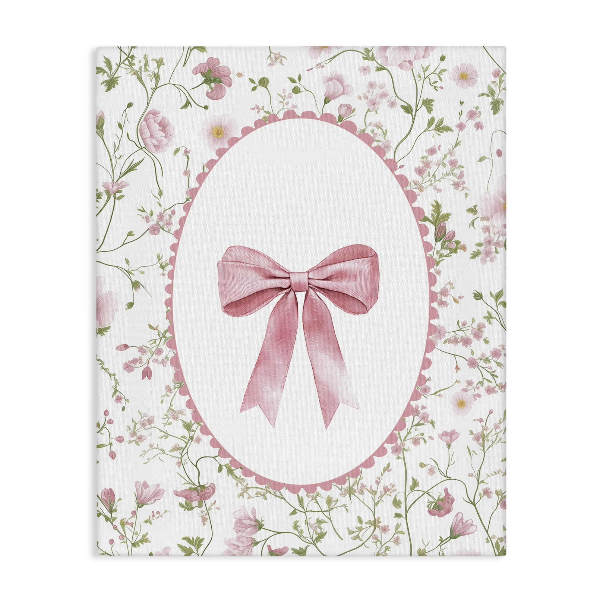 Delicate Florals & Bow Canvas Wall Art, design by Christine Simpson Art