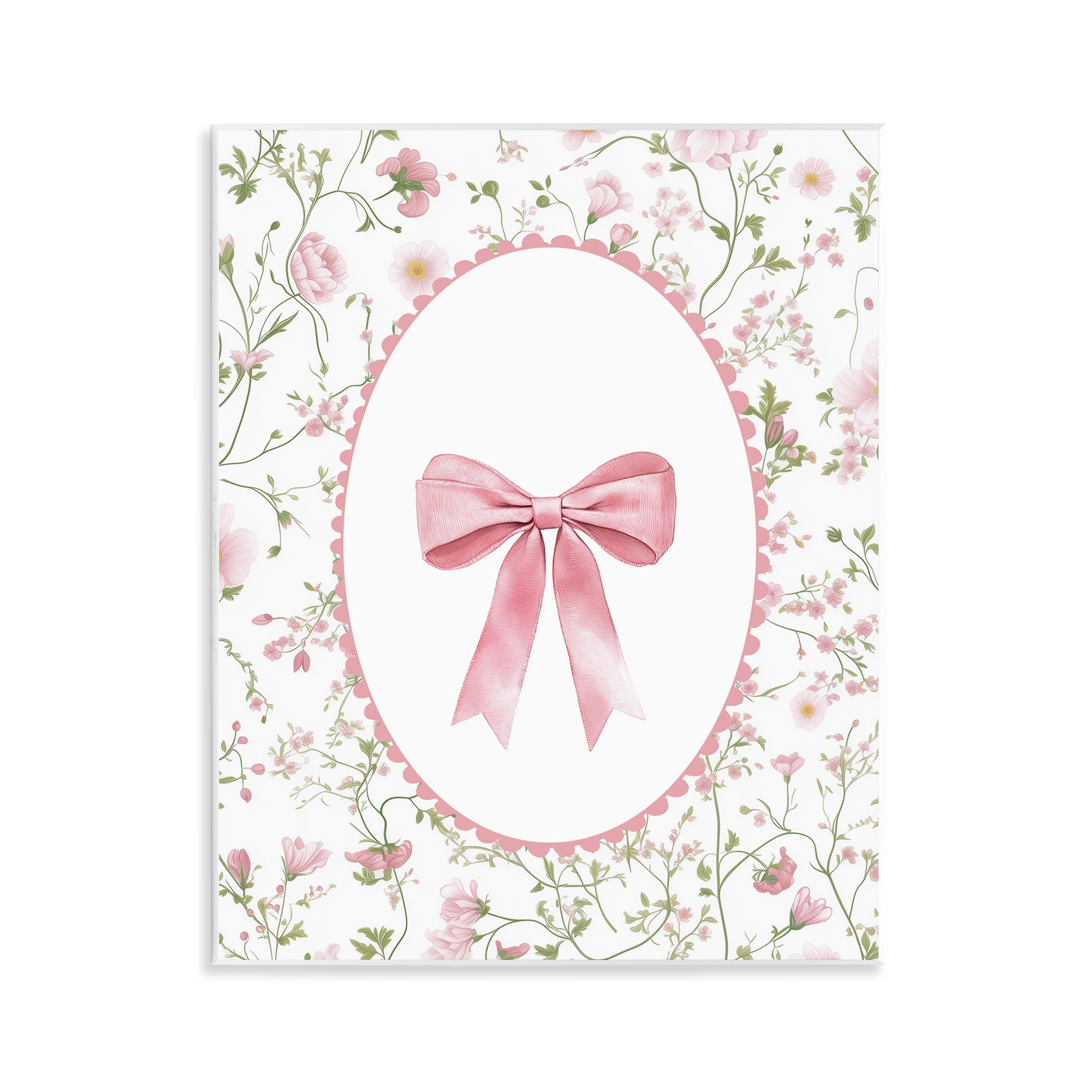 Delicate Florals & Bow Wall Plaque Art, design by Christine Simpson Art