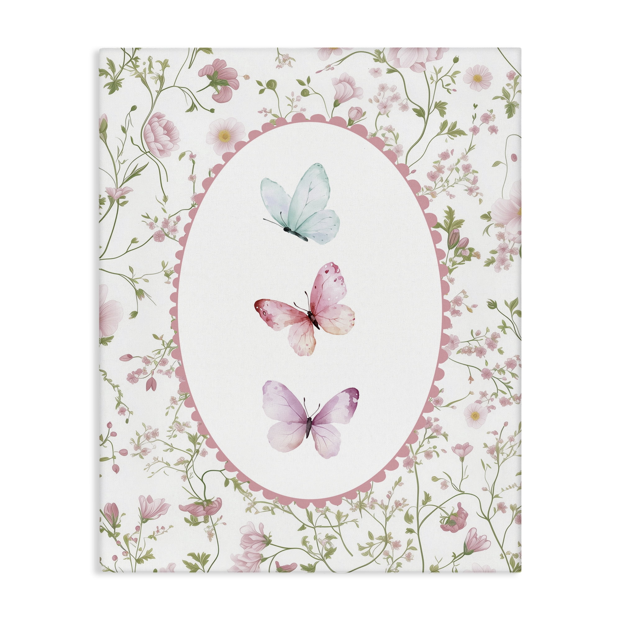 Delicate Florals & Butterfly Canvas Wall Art, design by Christine Simpson Art