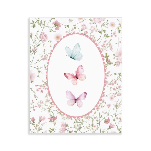 Delicate Florals & Butterfly Wall Plaque Art, design by Christine Simpson Art