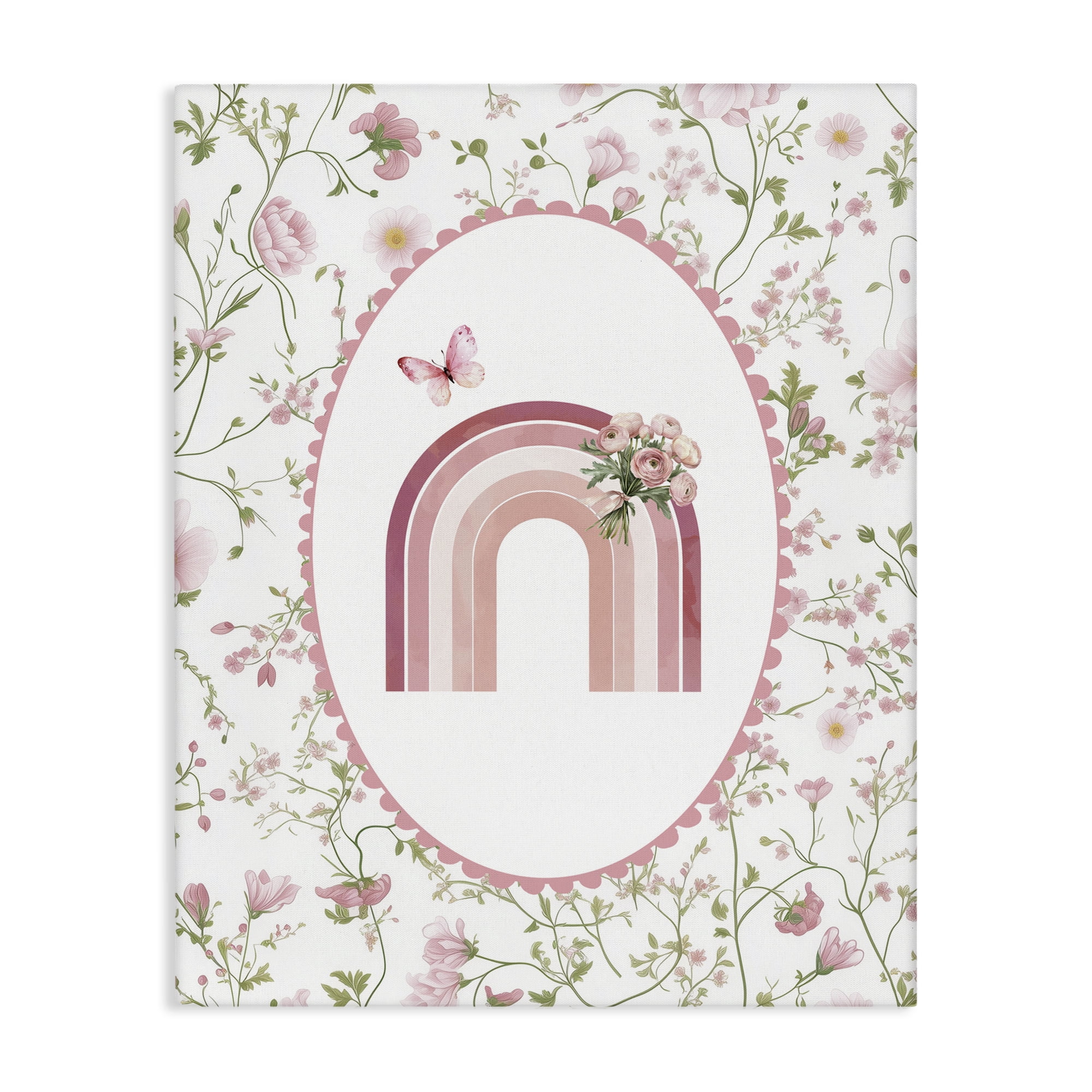 Delicate Florals & Rainbow Canvas Wall Art, design by Christine Simpson Art