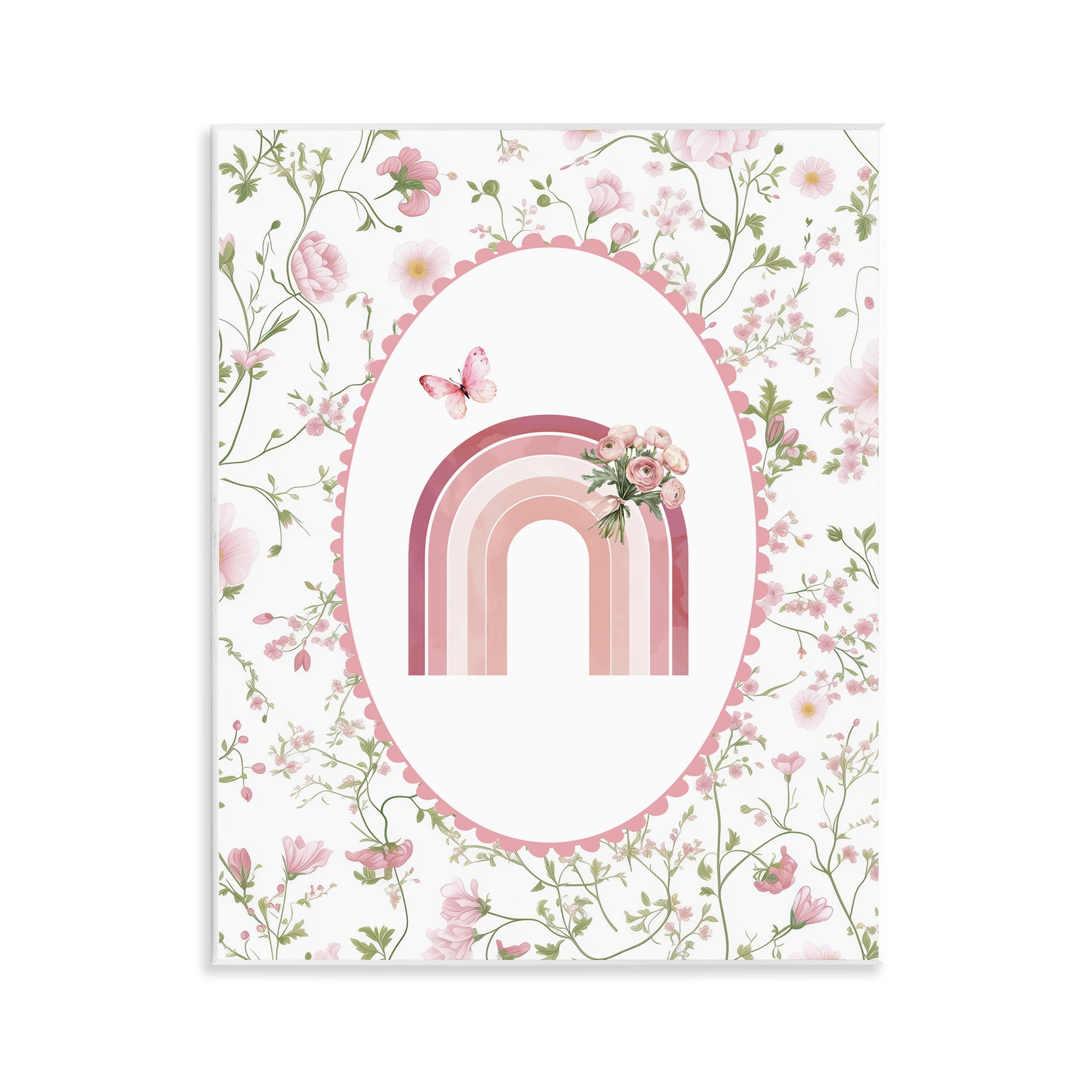 Delicate Florals & Rainbow Wall Plaque Art, design by Christine Simpson Art