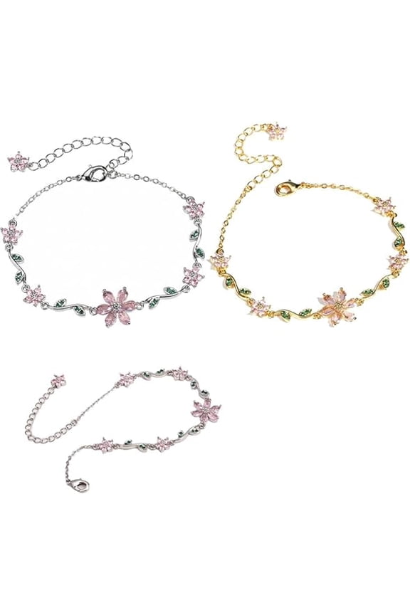 Flower Bracelet, Delicate Defined Design Gold Silver Plated, Cute Fashion Jewelry for Women Gifts(XX-2PCS)