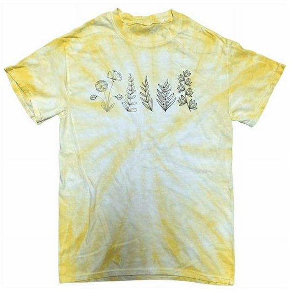 Delicate Flower Graphic Tie Dye Tee Minimal Floral Tee