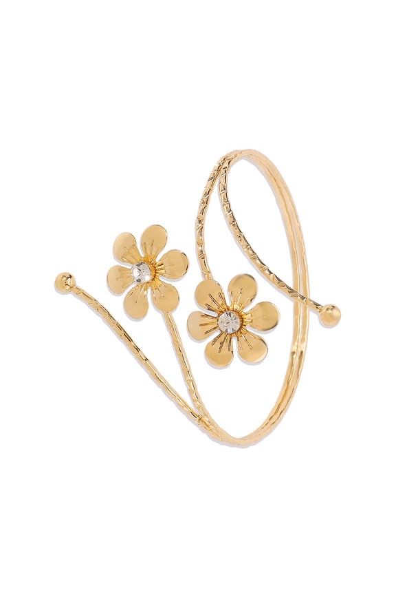 Delicate Flower/Leaf Arm with Adjustable Size Stylish Upper Bracelets Elegant Armband Ornament for Women