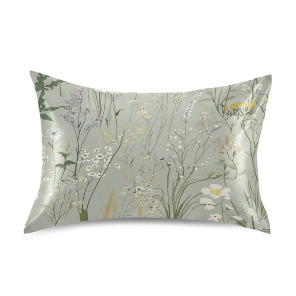 Delicate Flower Pattern Luxury Silky Soft Pillowcase Standard Size Wrinkle Resistant Envelope Closure 20x26in