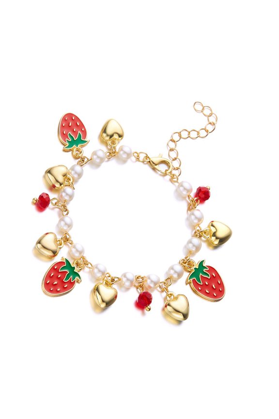 Delicate Fruit Beads Bracelet Comfort Heart Wrist Jewelry Alloy Texture