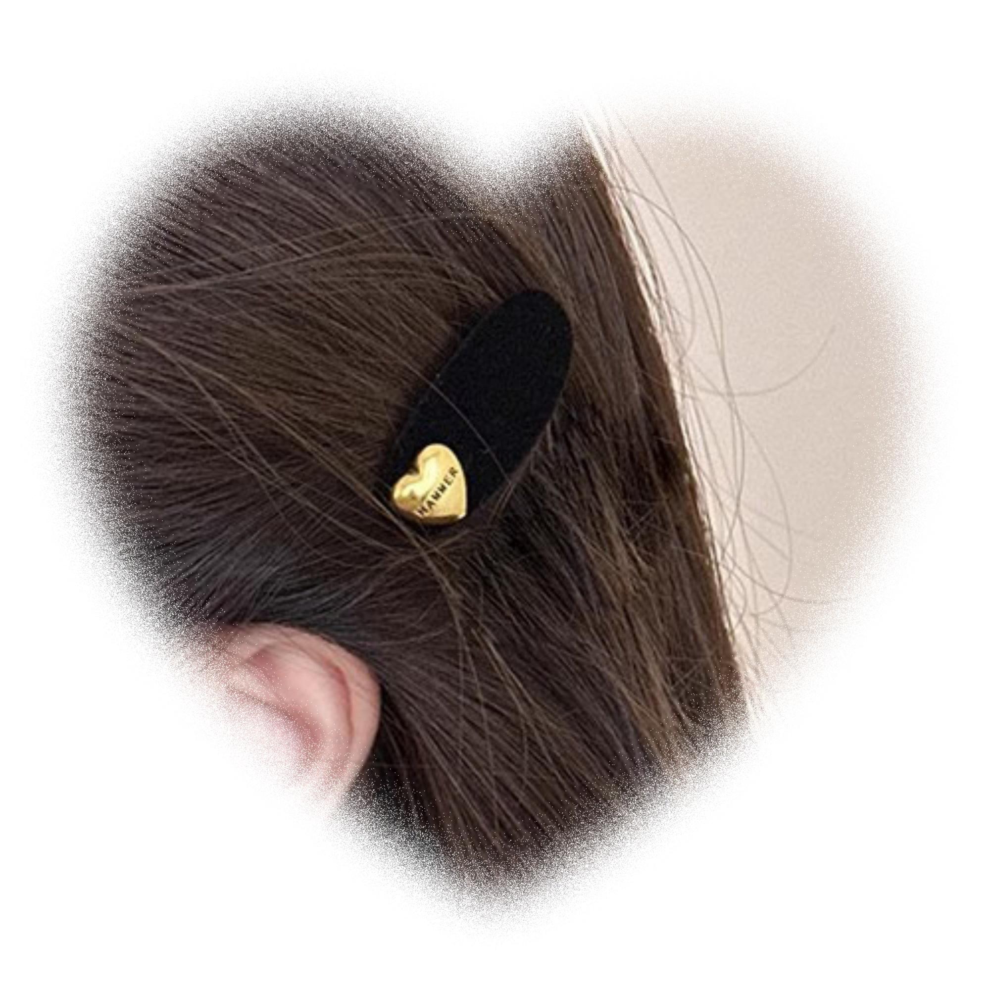Delicate Gold Flocked Heart Duck Bill Hair Clip Small Oval Accessory ...