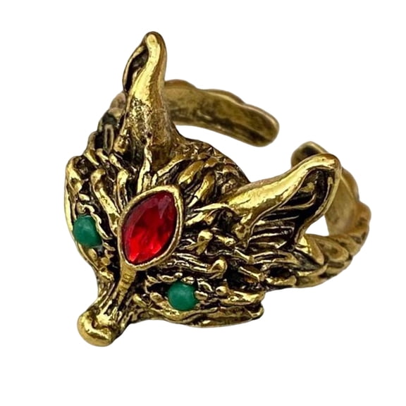 Delicate Gold Tone Foxes Rings Mythical Foxes Rings for Fashion Enthusiasts