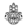 thumbnail image 1 of Delicate Henna Hand of Hamsa Sterling Silver Ring-8, 1 of 4