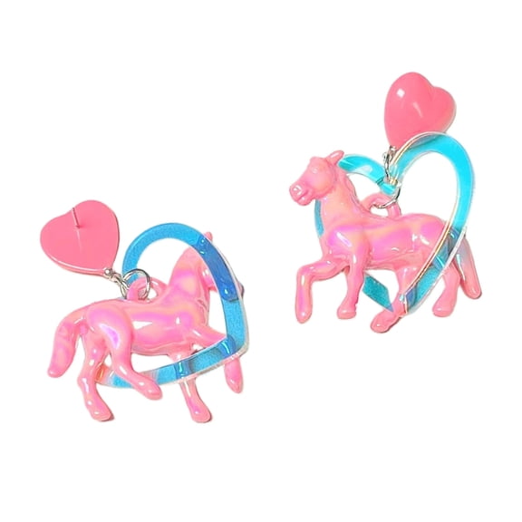 Delicate Horse Heart Drop Earrings Fashion Statement Ear Adornment for Women