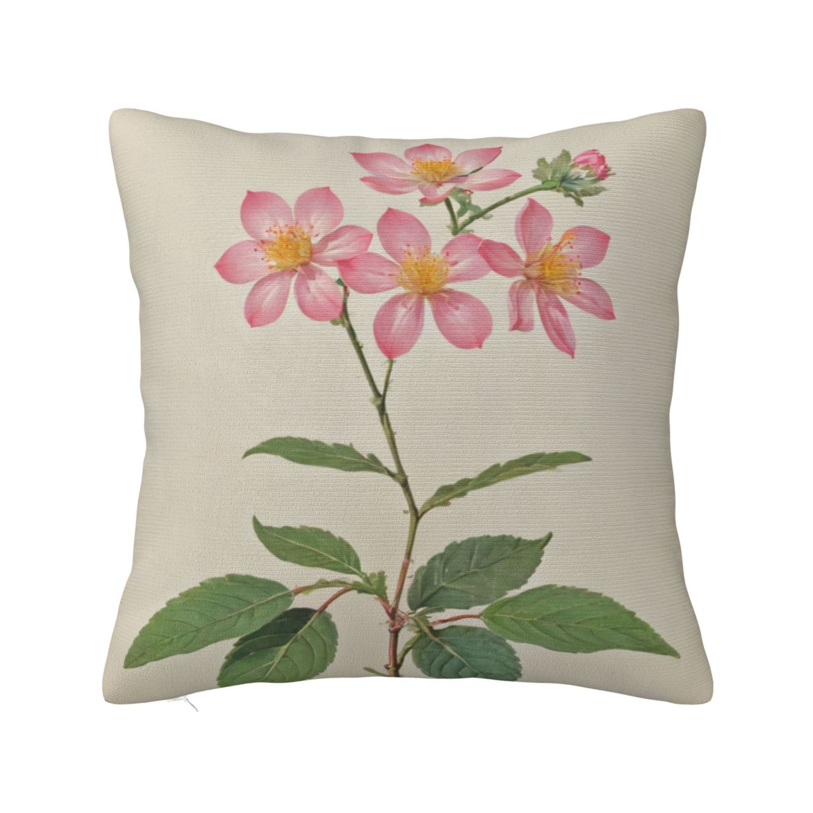 Delicate Illustration Pink Flowers Pillow cover decoration pillowcase