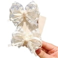 thumbnail image 1 of Delicate Lace Embellished Baby Hair Clips with Fabric Bowknot Design Gentle Hold For Sensitive Scalps, 1 of 8