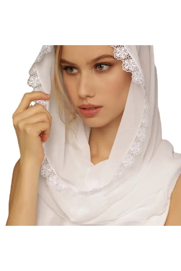 Delicate Lace Trim Veil for Ladies Lightweight Veils Wedding Party Sunproof Anti-uv Scarf with Floral Pattern