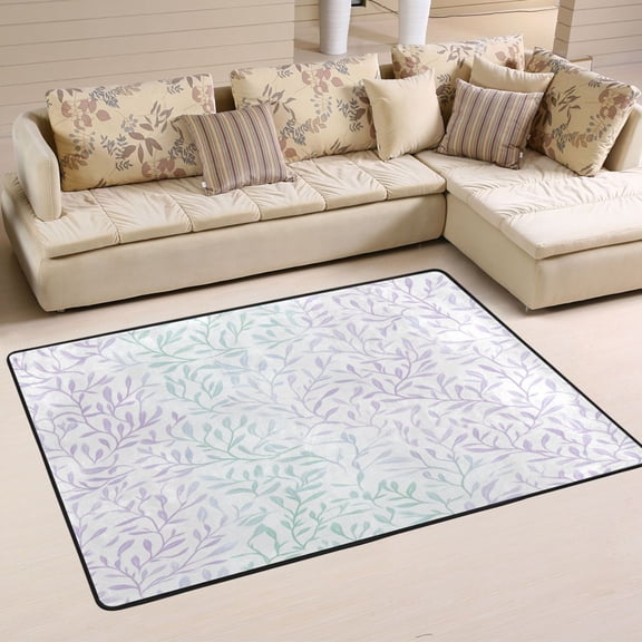 Delicate Leaf Patterns Soft Polyester Area Rug 36''x24'', Non Slip, Memory Foam, Water Absorbent