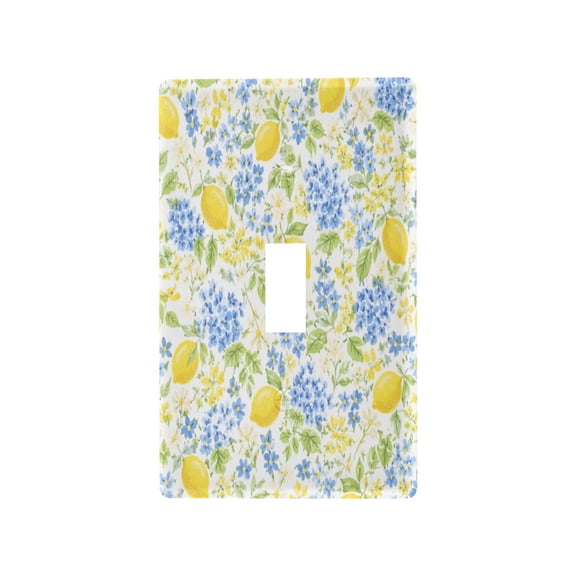 Delicate Lemon Floral Pattern Decorative Wall Plate, Flame Retardant PC Plastic Light Switch & Outlet Cover with Mounting Screws Fits Toggle Switch