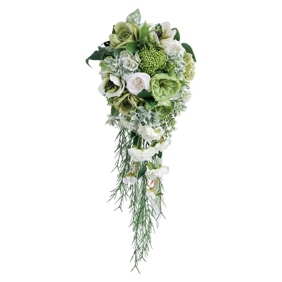 Delicate LimeGreen Rose Display Bouquets Artificial Flower Decorations Bride and Bridesmaids Long Bouquets for Wedding