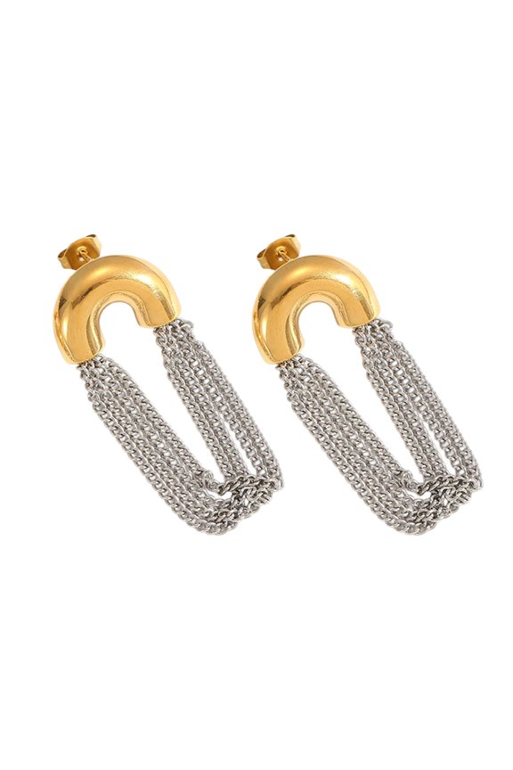 Delicate Long Chain Earrings With Crystals Accent Stainless Steel Construction Versatile Day to Night Jewelry
