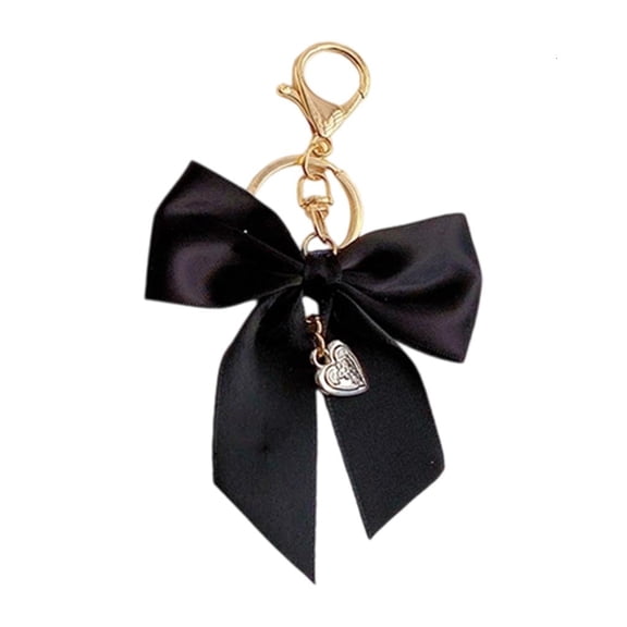 Delicate Metal Bows Keyring Ribbon Imitation Pearls Charm Bag Purse Decoration