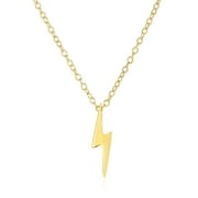 Delicate Minimalist Geometric Zig Zag Flash Lightning Bolt Pendant Necklace For Women For Teen 14K Gold Plated 925 Sterling Silver