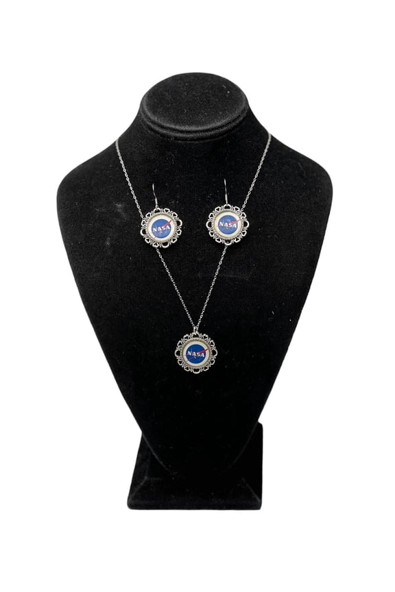 Delicate NASA Filigree Pendant Earring Set | Silver | Space Fan Gift