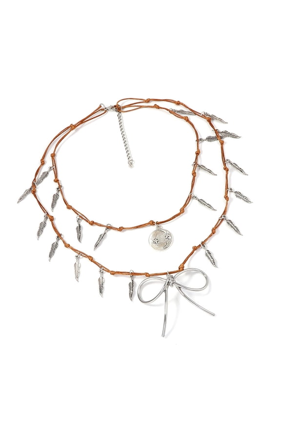 Delicate Needle Plan Rope Chain Chain Two Layer Tie Structure Metal Alloy Permanent Jewelry For Dailywear