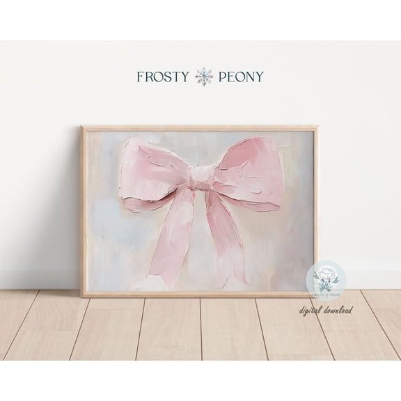 Delicate Pastel Pink Bow Art Print, Coquette Room Decor, Minimalist Pink Nursery Art, Wall Art, Modern Wall Decor, 8x12 UNFRAMED