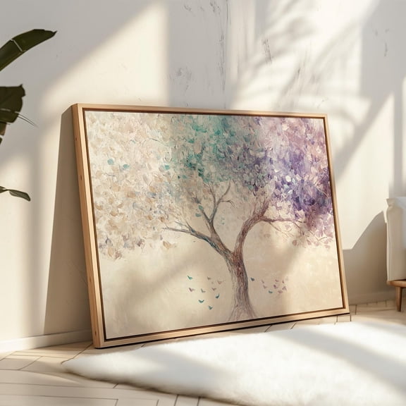 Delicate Pastel Tree Wall Art - Abstract Nature-Inspired Artwork With Birds For Serene Home And Office Decor Wall Art, Modern Wall Decor, 24x36 UNFRAMED
