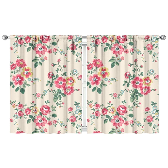 Delicate Pattern Floral Curtains 42x54 Inch Rod Pocket 2 Panels, Blackout Drapes for Bedroom and Window Privacy