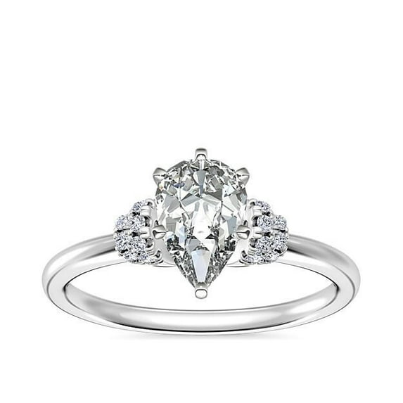 Delicate Pear Cut Diamond Engagement Ring, Cluster Halo Diamond Ring, Wedding Anniversary Ring For Wife, 14K White Gold Plated, 2.1 Ct Simulated Diamond, Ring For Special Occasion