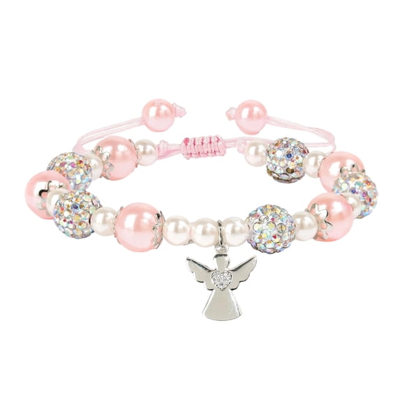 Delicate Pearls Bead With Angel Charm Religious Wrist Chain Gift For Girls Holy Communion Ceremony