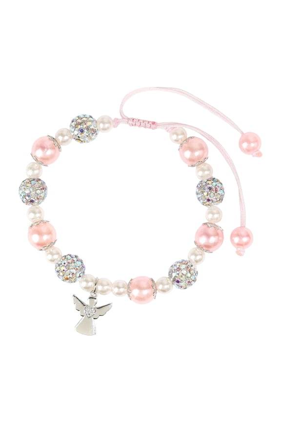 Delicate Pearls Bead With Angel Charm Religious Wrist Chain Gift For Girls Holy Communion Ceremony