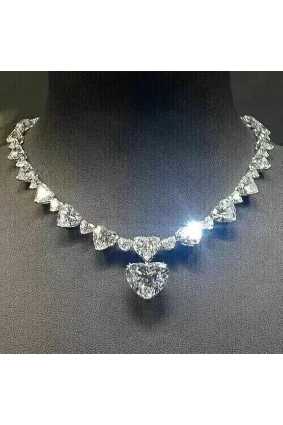 12Ct Heart Cut Lab Created Diamond 14K White Gold Plated Women's Choker Necklace