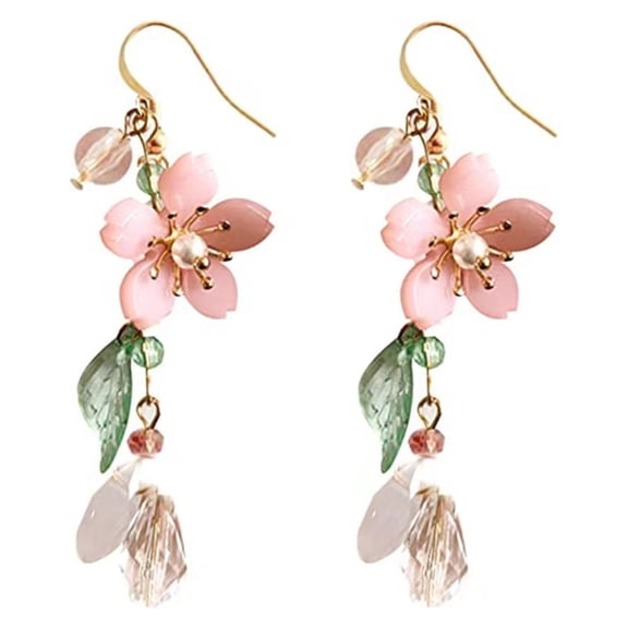 Delicate Petal and Leaf Earrings Elegant Drop Ear Hook for Fashion Enthusiasts