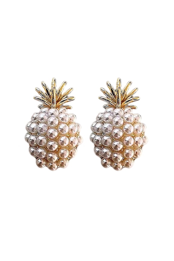 Delicate Pineapple Inspired Pearls Studs Stylish Pineapple Pearls Studs Earrings Ear Adornment for Modern Fashion Lover