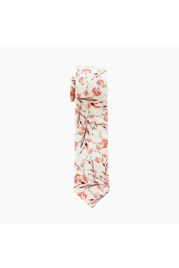 Delicate Pink Floral Cotton Tie